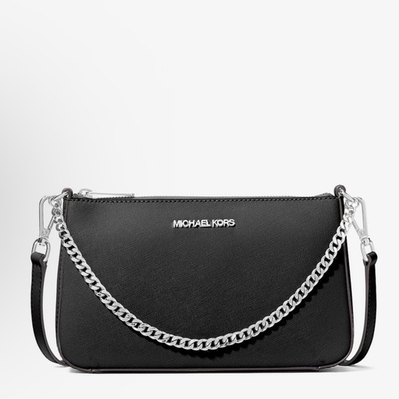 Michael Kors Black Crossbody Bag with Silver Chain
